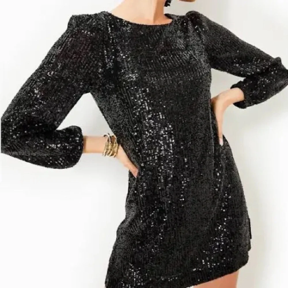 NWT Lilly Pulitzer Black Sequin Long Sleeve Romper - Nicoline - Picture 1 of 7